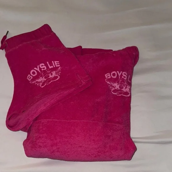 Boys Lie Pink Oversized Crop Sweatshirt & Sweatshort - Picture 8 of 8